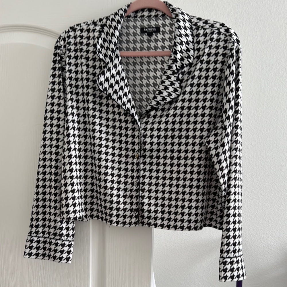 Express Monochrome Houndstooth  Blazer style pajama top
